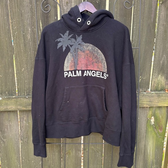 Palm Angels Other - Palm Angels Mens Black Palm Tree Sunset Graphic Hoodie PMBB058S20631016 Size M